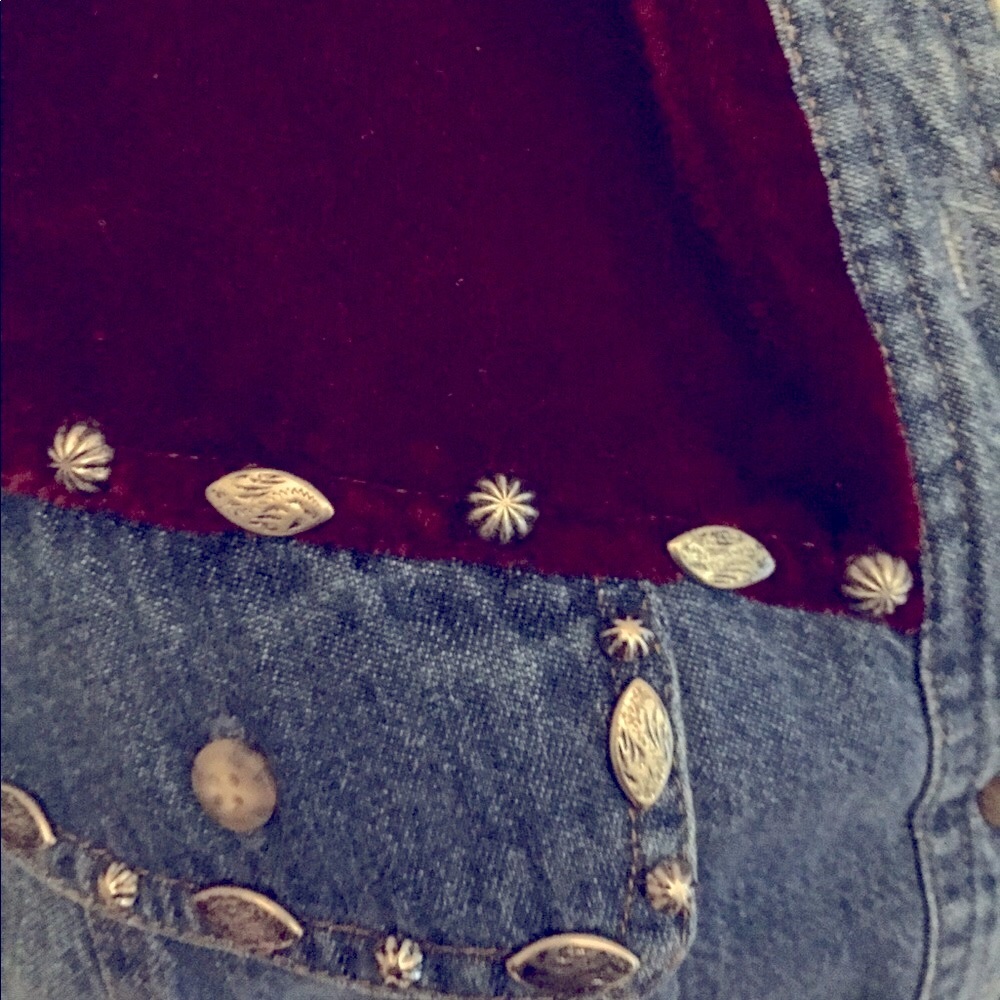 Vintage ROPA Western style Denim & velour top - Picture 8 of 8